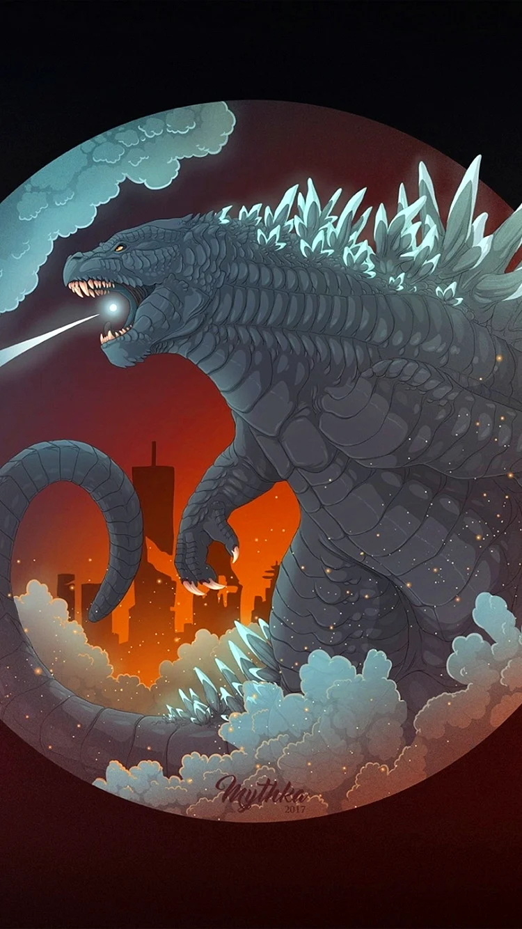 Godzilla Illustration Wallpaper For iPhone