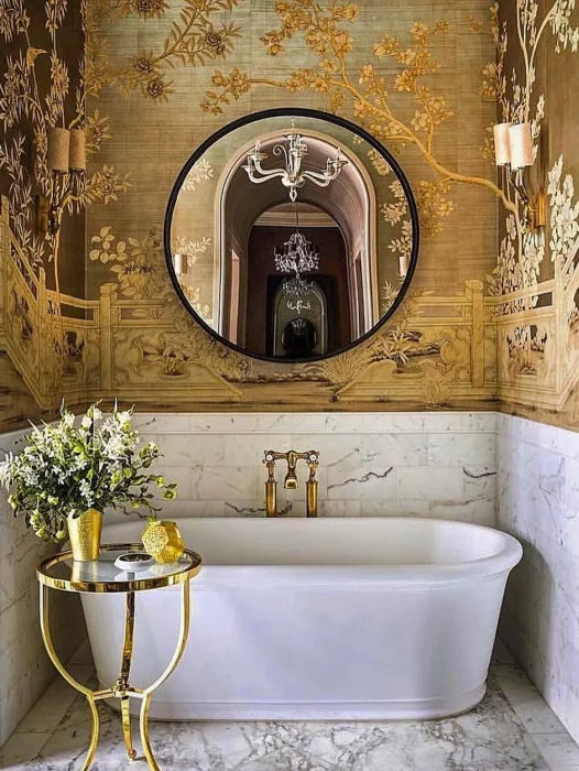 Gold Bathroom Decor Wallpaper