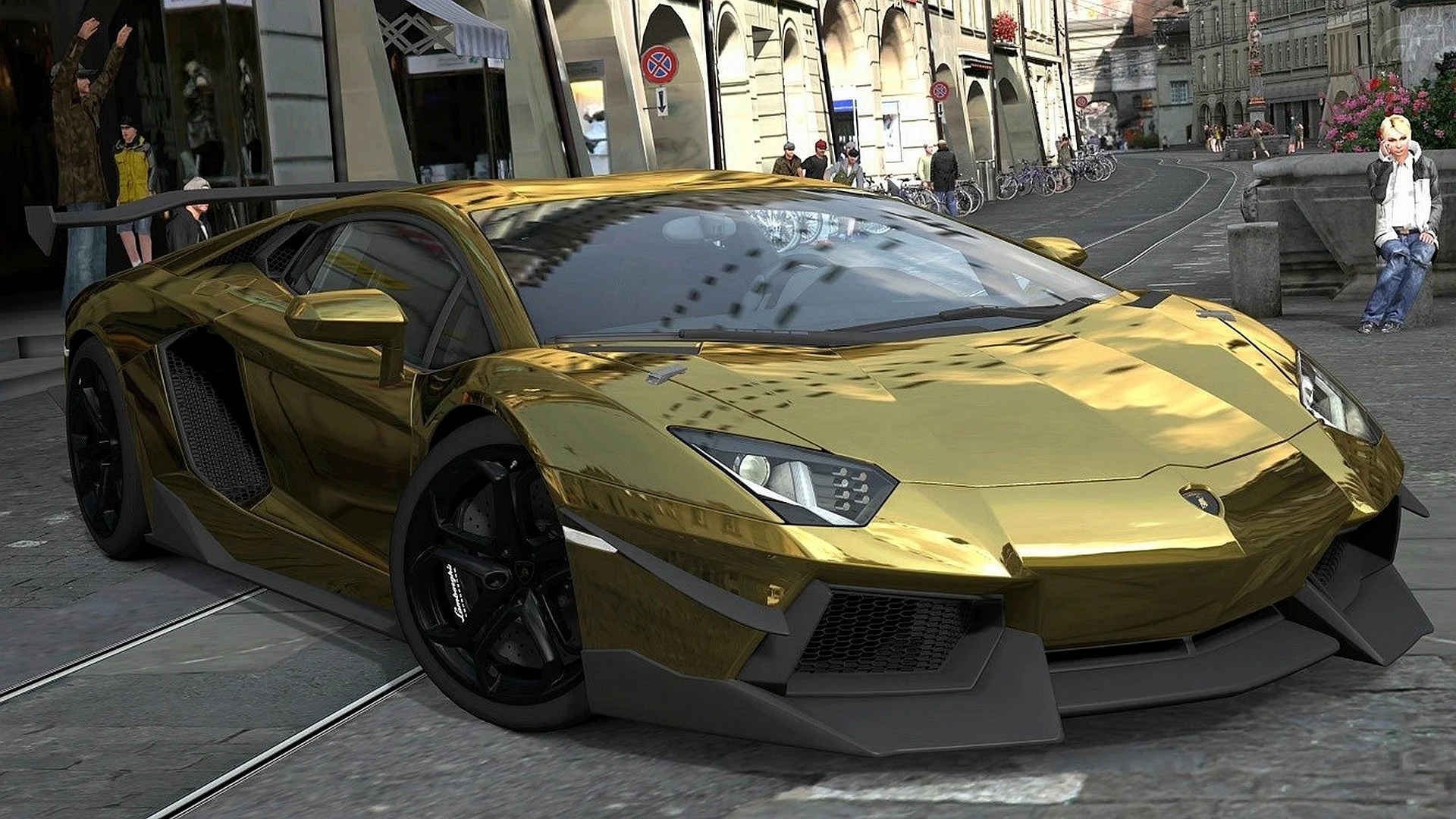 Golden Lamborghini Aventador Wallpaper