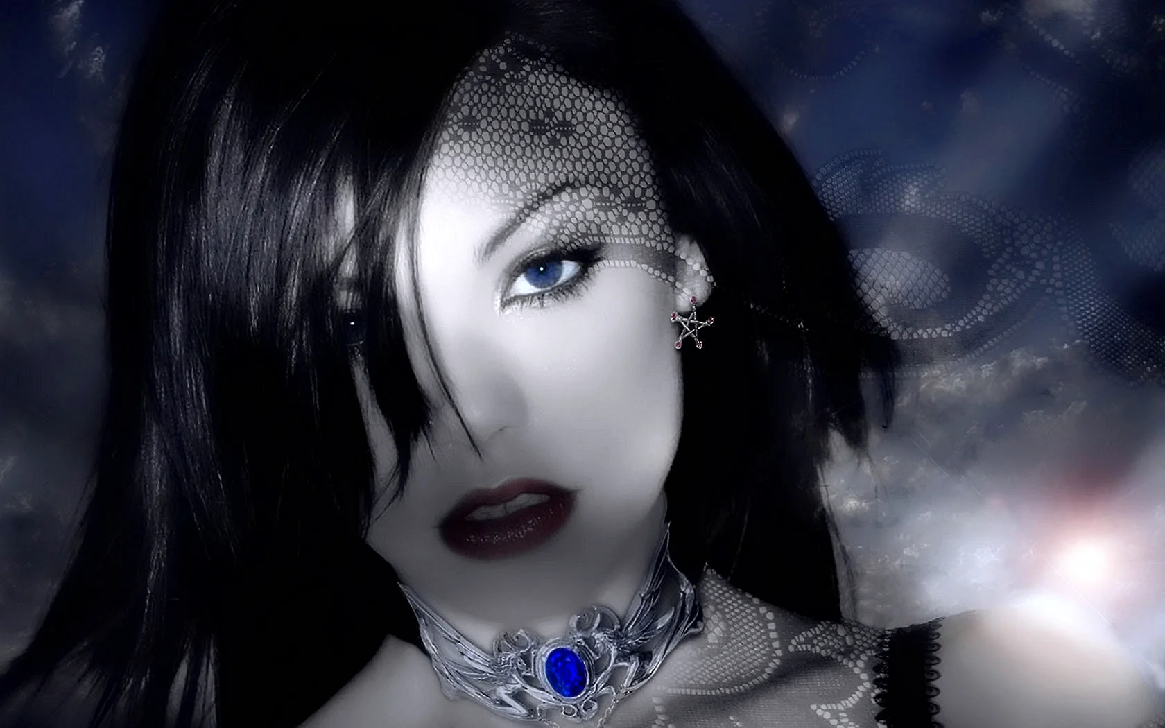 Goth Girl Blue Eyes Wallpaper