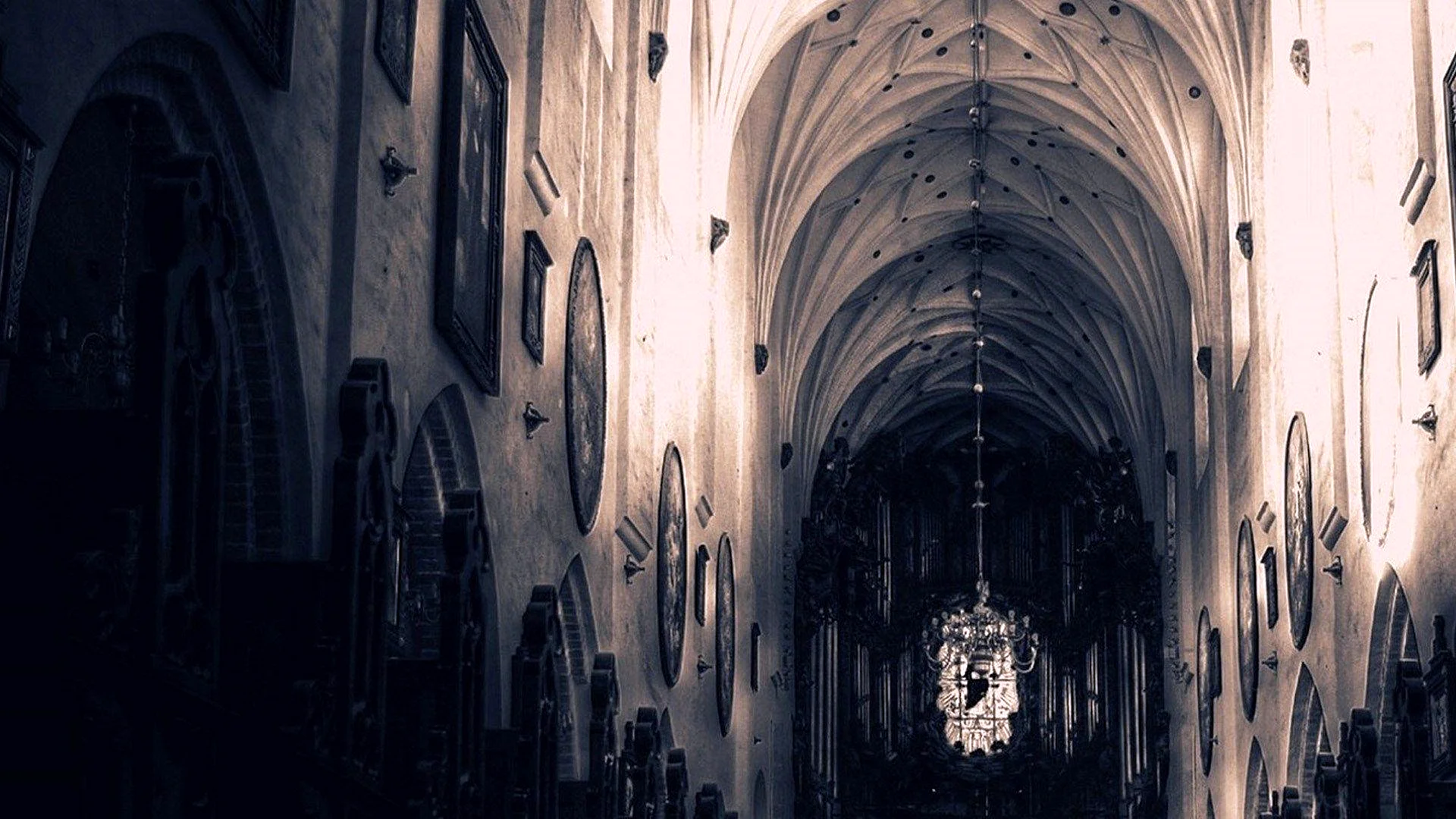 Gothic Cathedral Interior Wallpaper