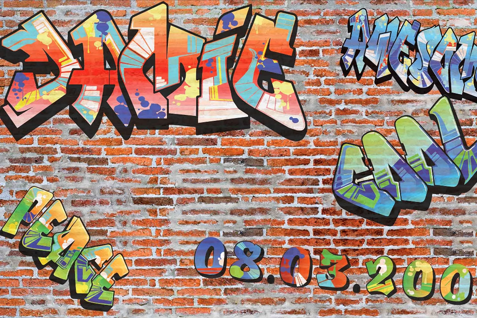 Graffiti Brick Wall Wallpaper