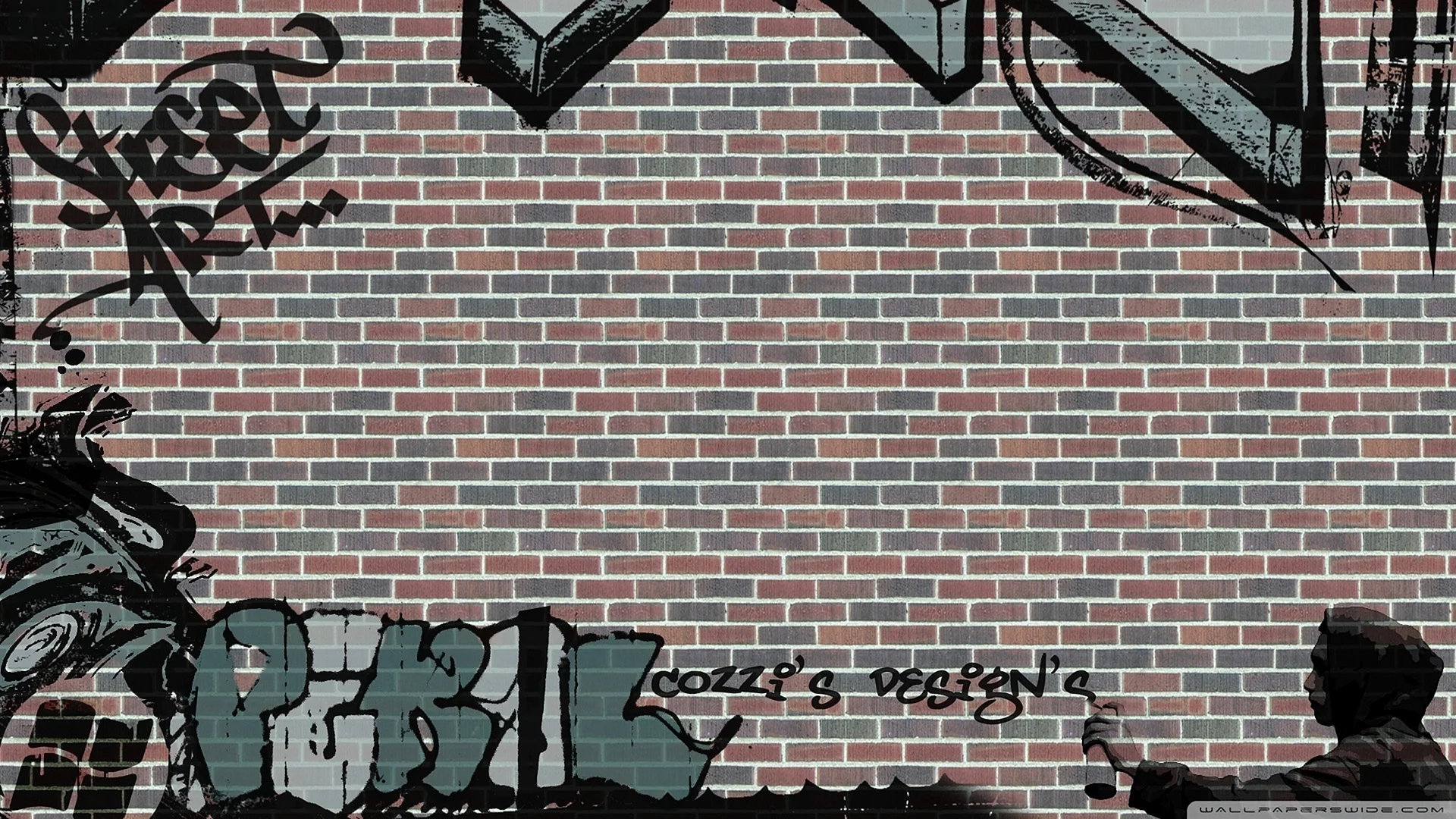 Graffiti Brick Wall Wallpaper