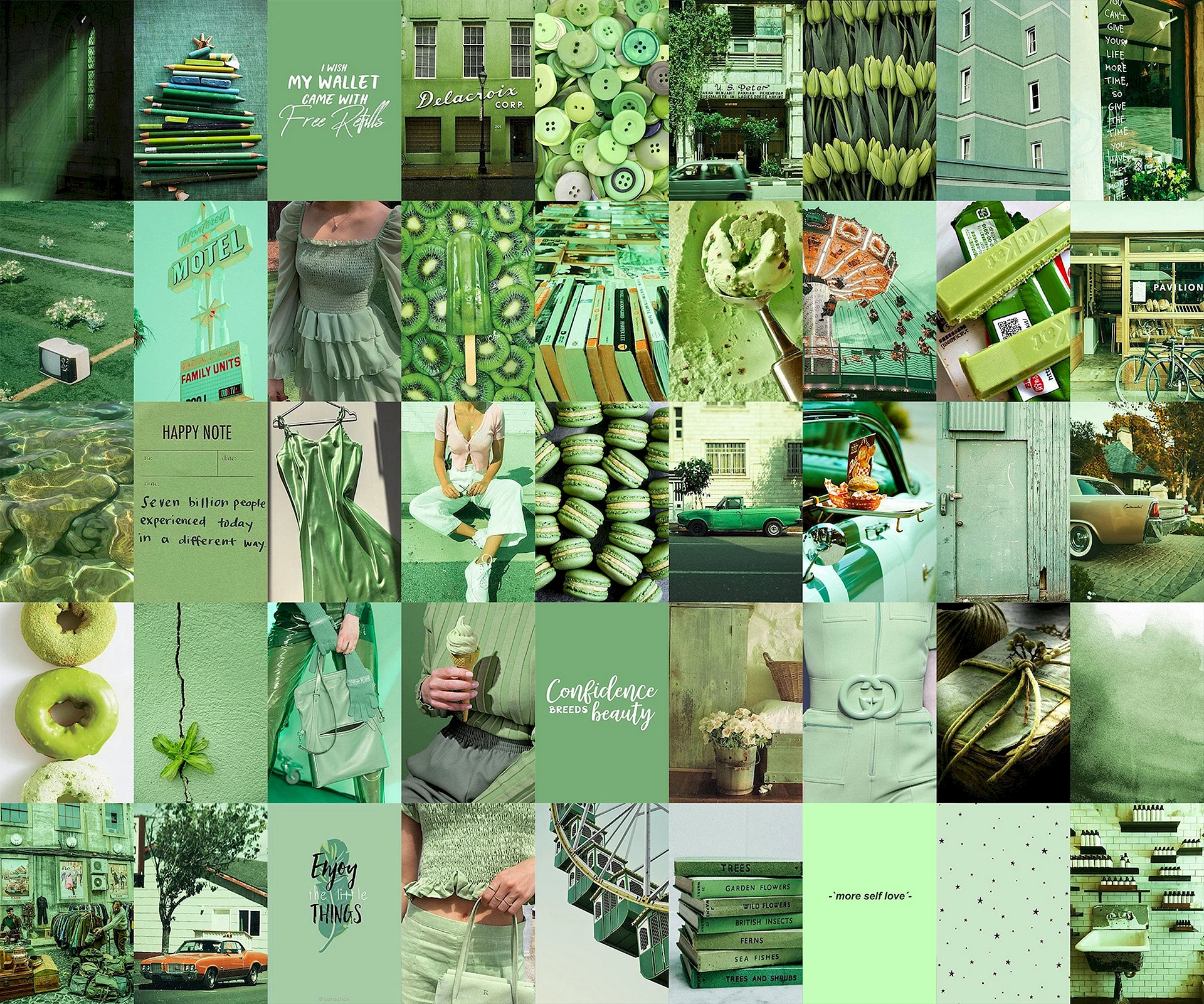 Green Aesthetic Collage Wallpaper