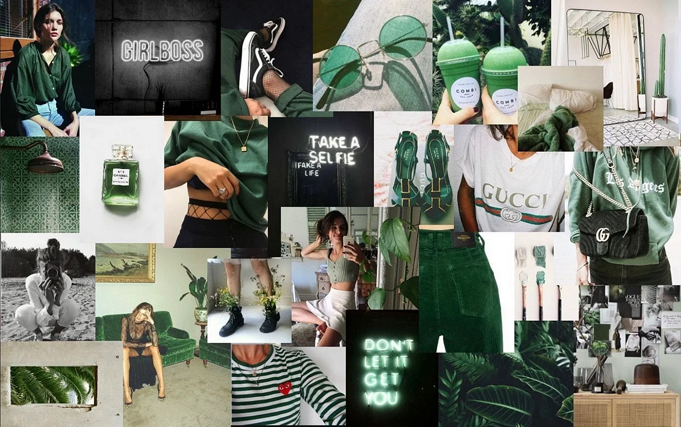 Green Aesthetic Collage Wallpaper