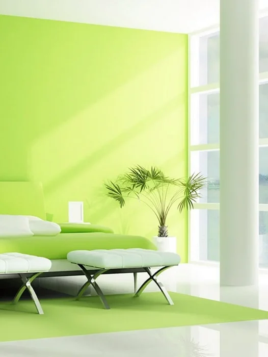 Green And White Interior Design Wallpaper