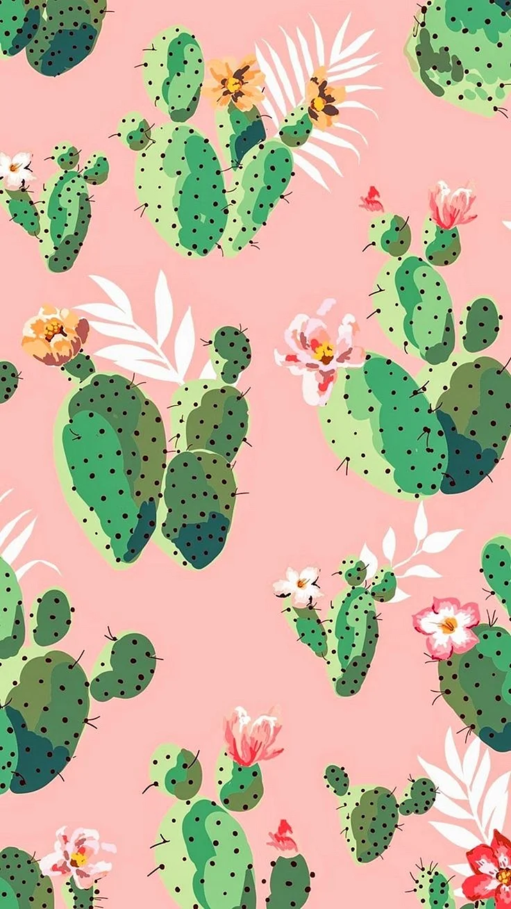 Green Cacti Pattern Wallpaper