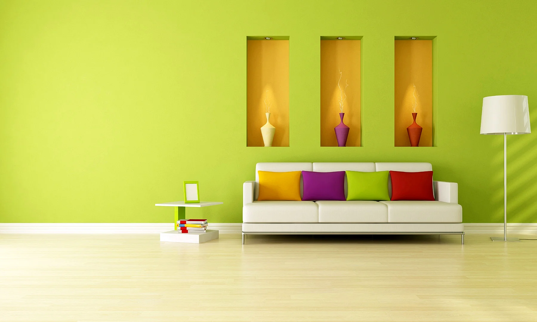 Green Colour Interior Wall Wallpaper