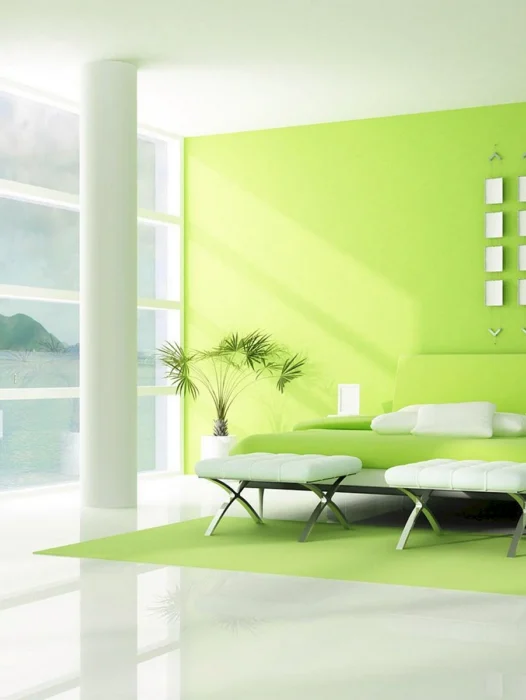 Green Colour Interior Wall Wallpaper