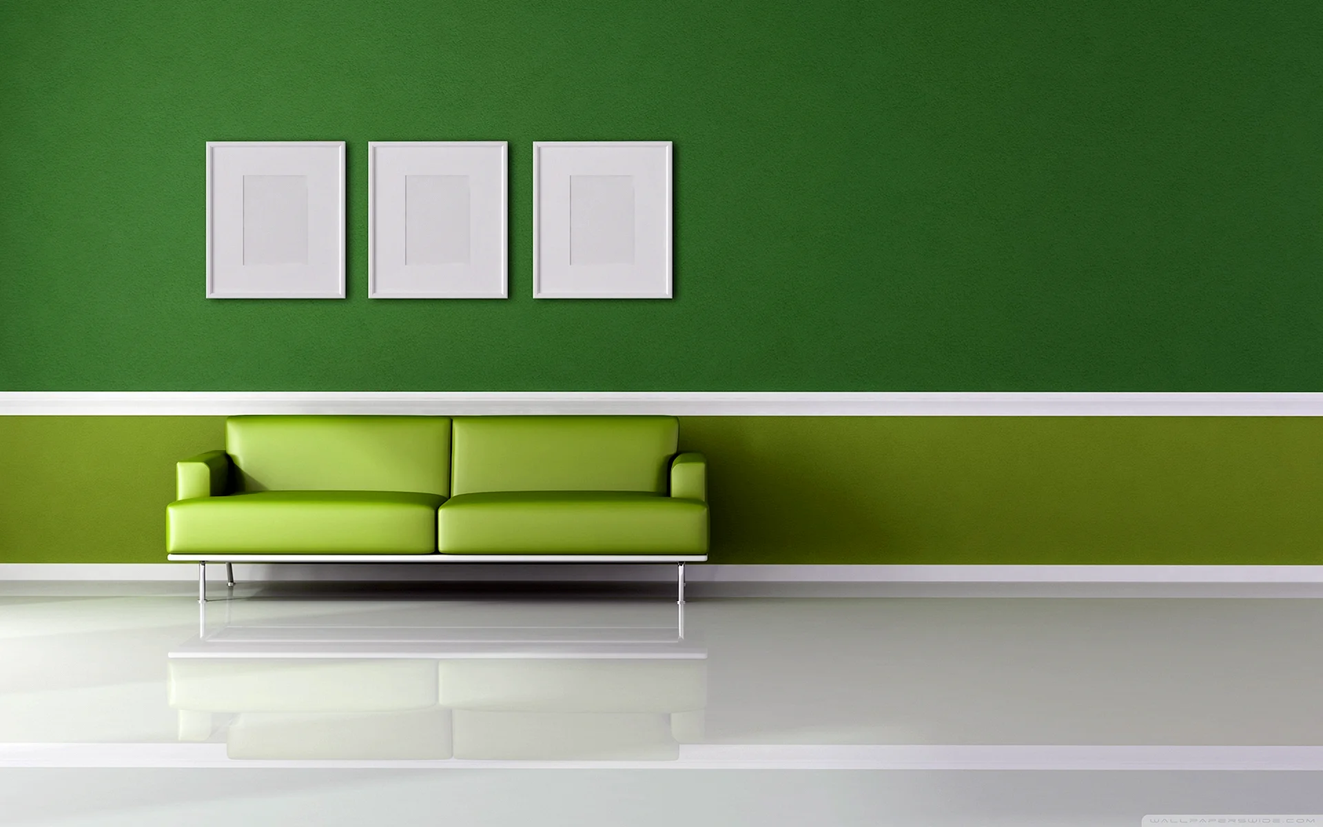 Green Colour Interior Wall Wallpaper