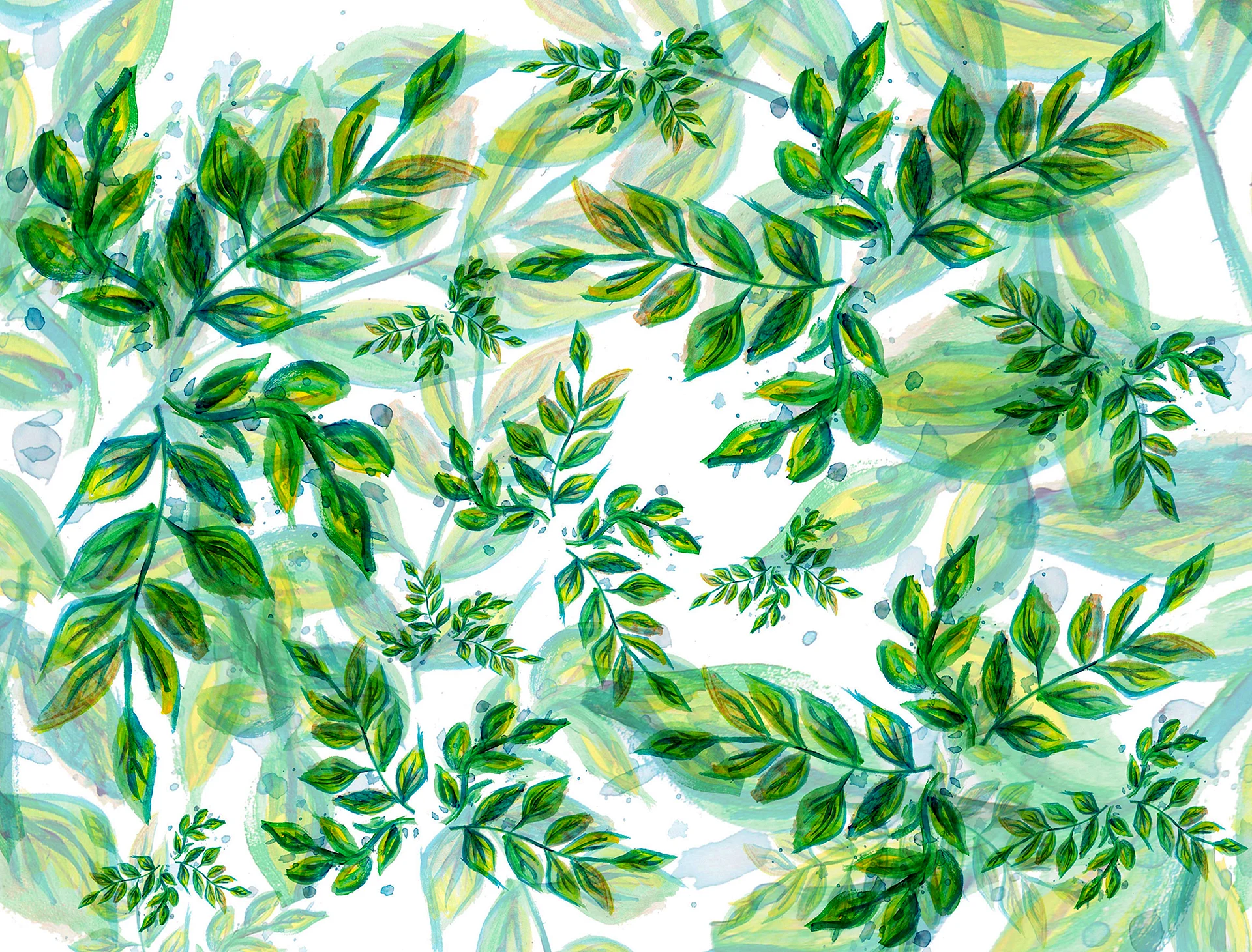 Green Leaves Pattern Wallpaper