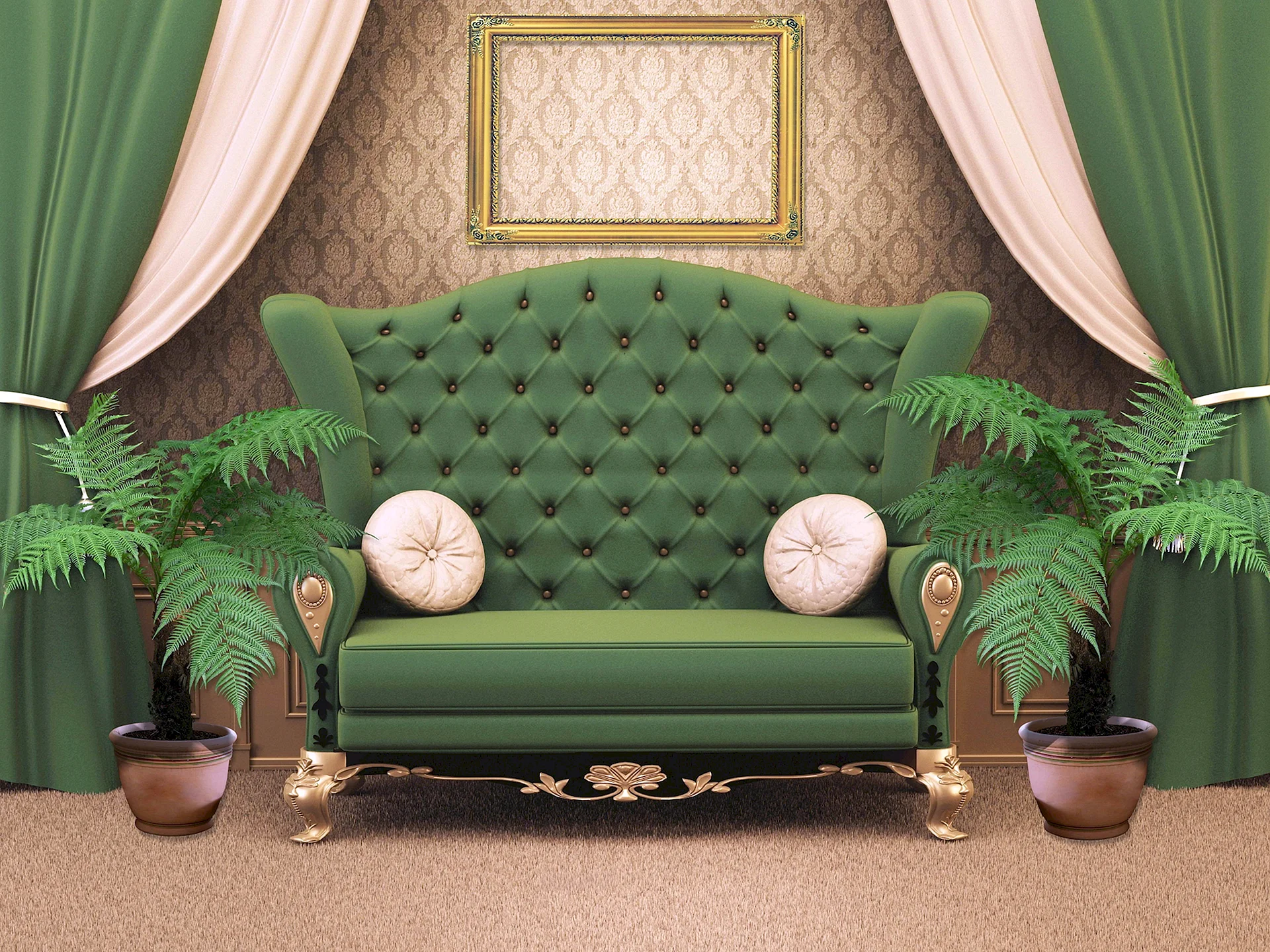 Green Sofa Chair Wallpaper