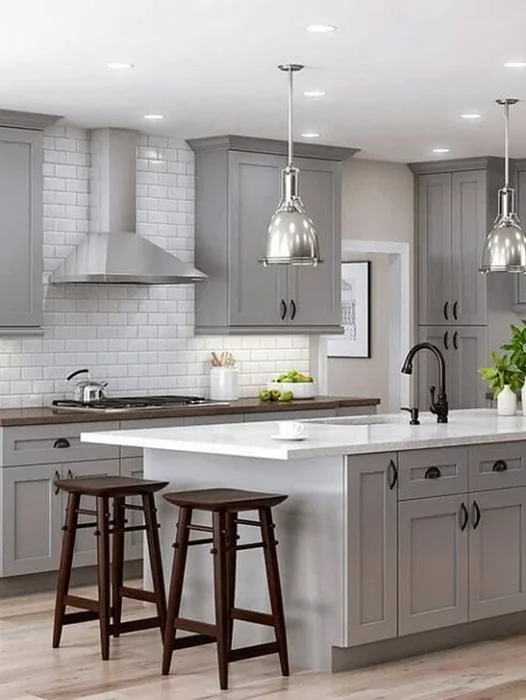 Grey Kitchen Cabinet Wallpaper