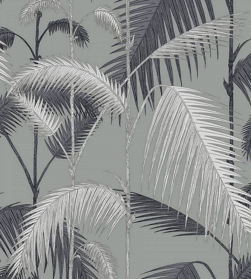 Grey Palm Leaf Wallpaper