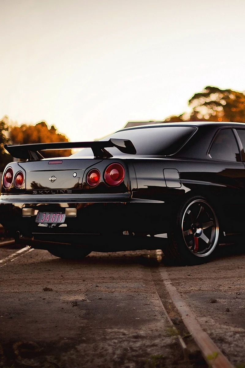 Gtr R34 Black Wallpaper For iPhone