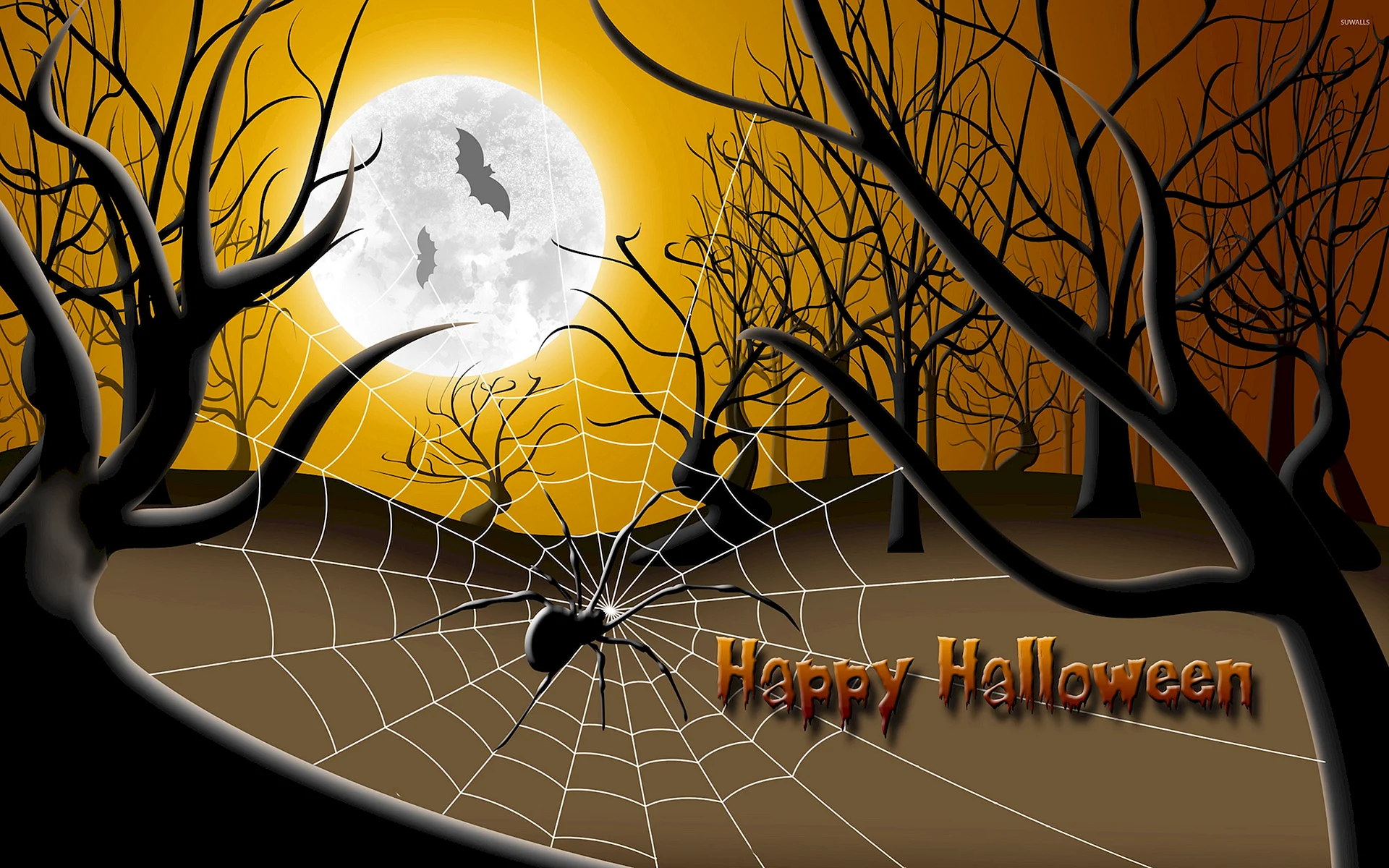 Happy Halloween Spider Wallpaper