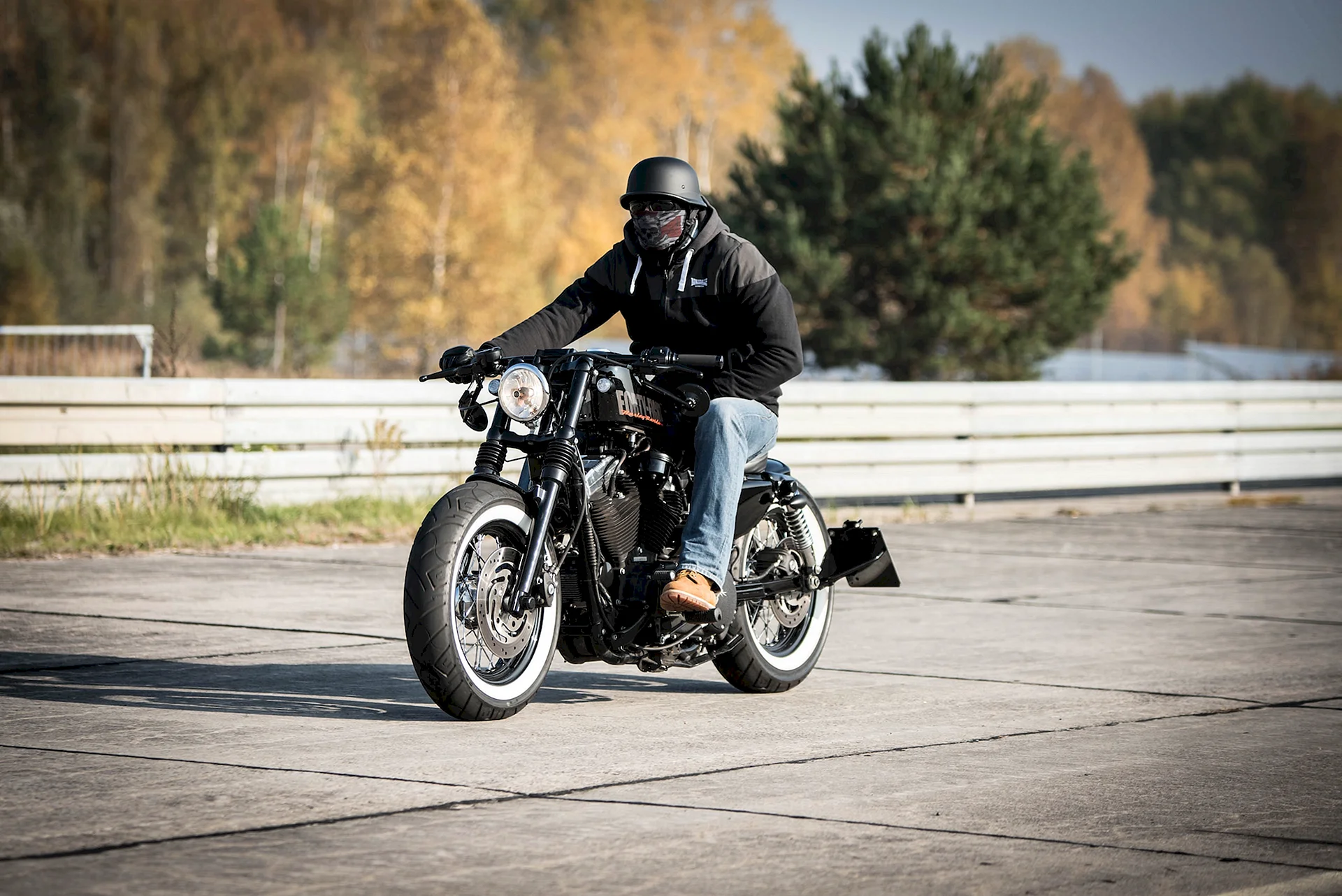 Harley Davidson Sportster riding Wallpaper