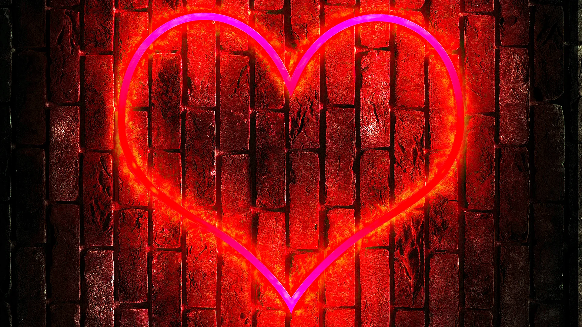 Heart Neon Bg Wallpaper