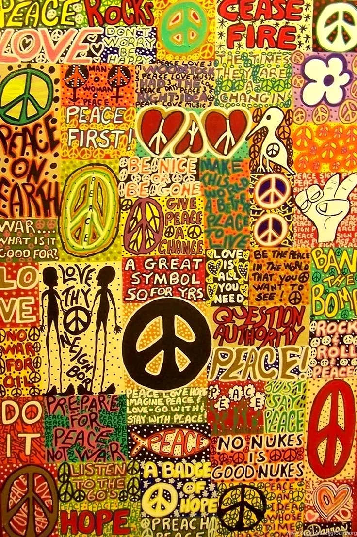 Hippie Peace Pattern Wallpaper For iPhone