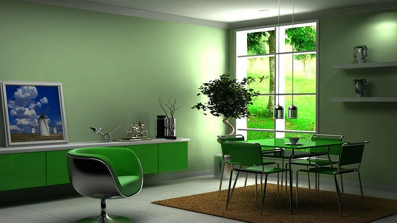 Interior Design Wall Green Wallpaper