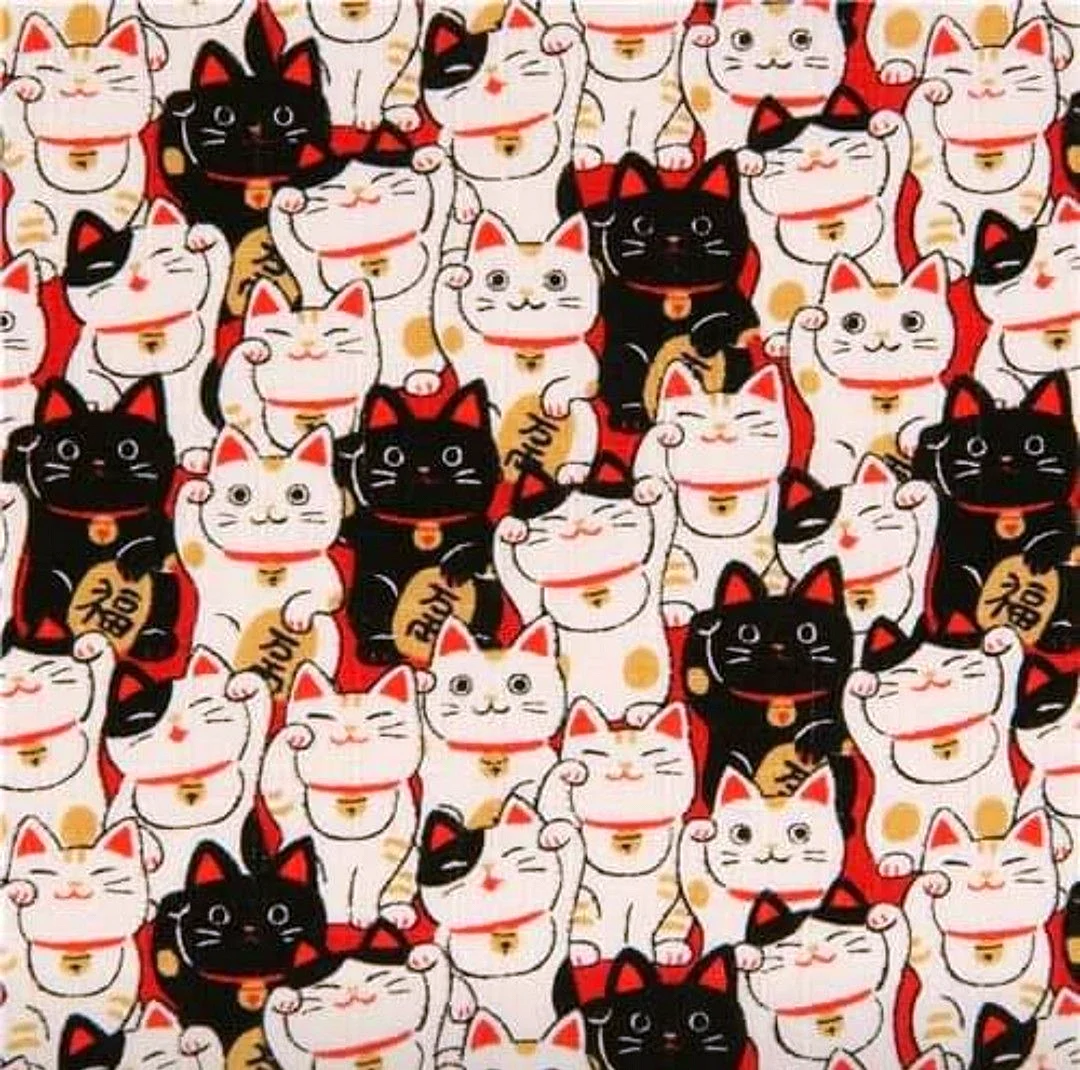 Japanese Lucky Cat Pattern Wallpaper