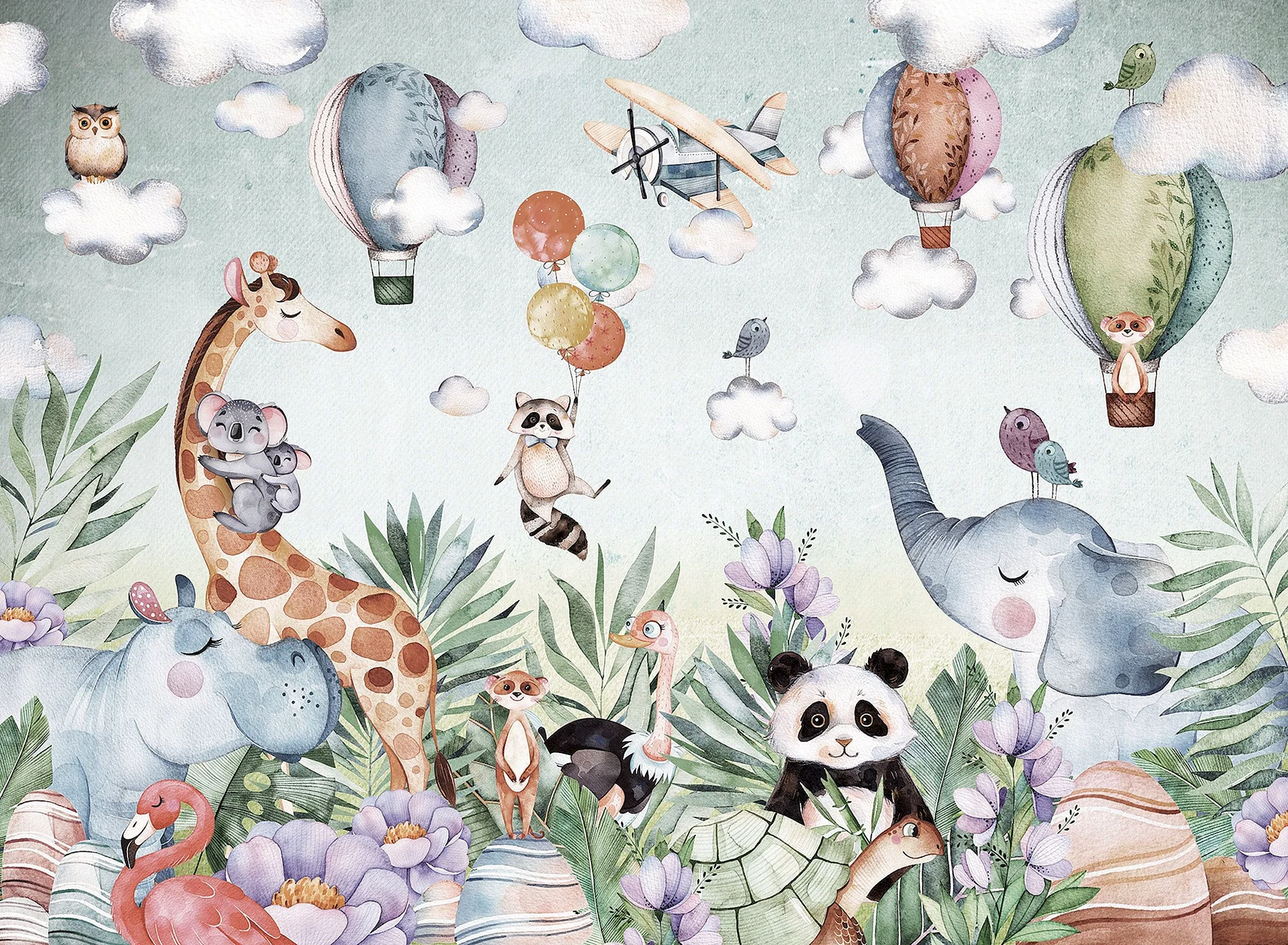 Jungle Safari Animals Children Room Wall Mural Wallpaper