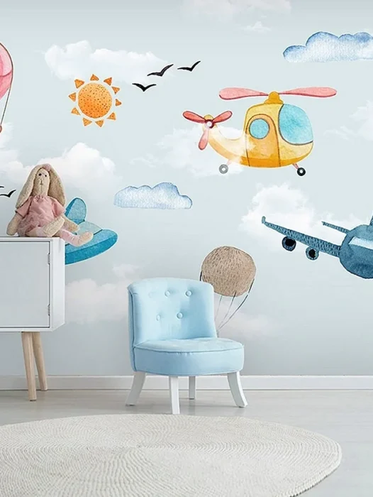 Kids Playroom Airplanes Wallpaper