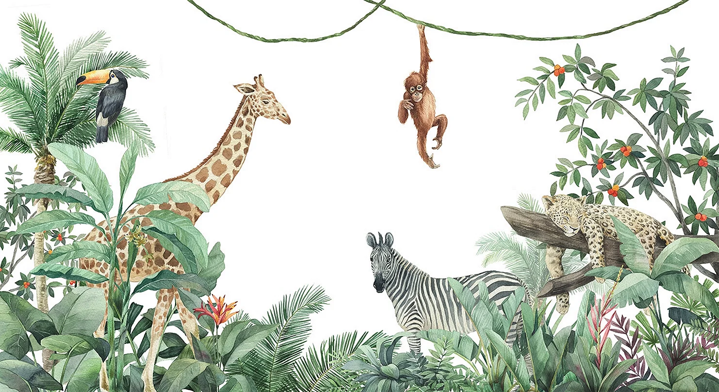 Kids Safari Wall Mural Wallpaper