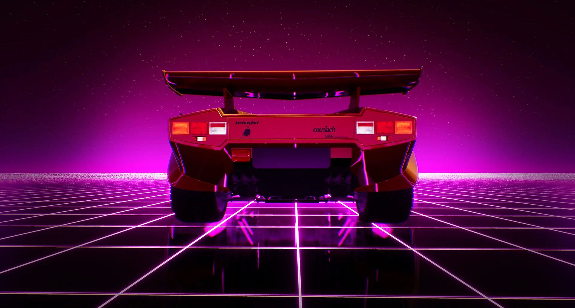 Lamborghini Countach Synthwave Wallpaper