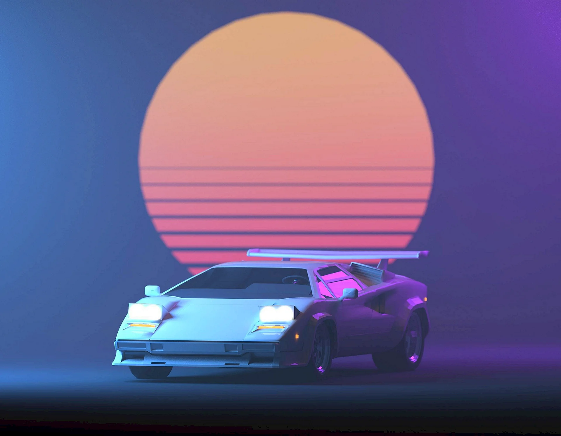 Lamborghini Countach Synthwave Wallpaper