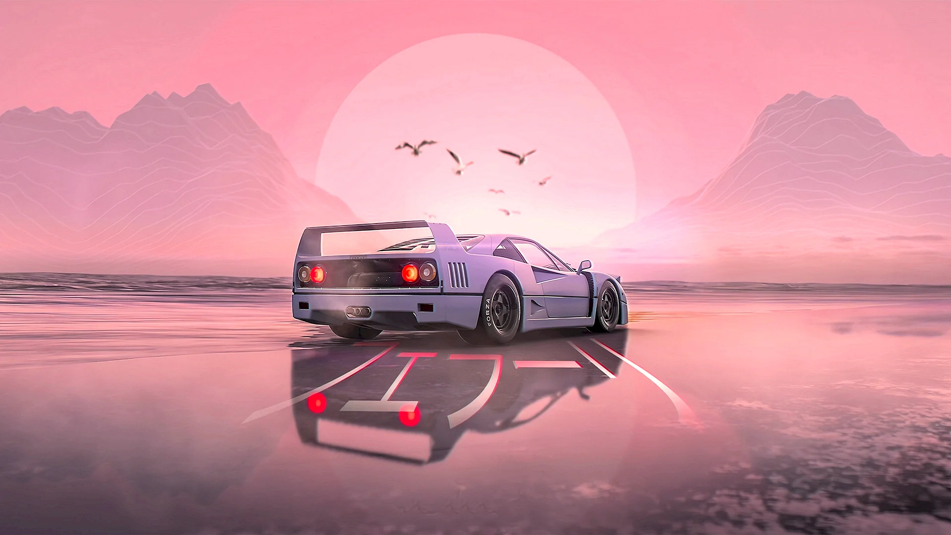 Lamborghini Countach Synthwave Wallpaper