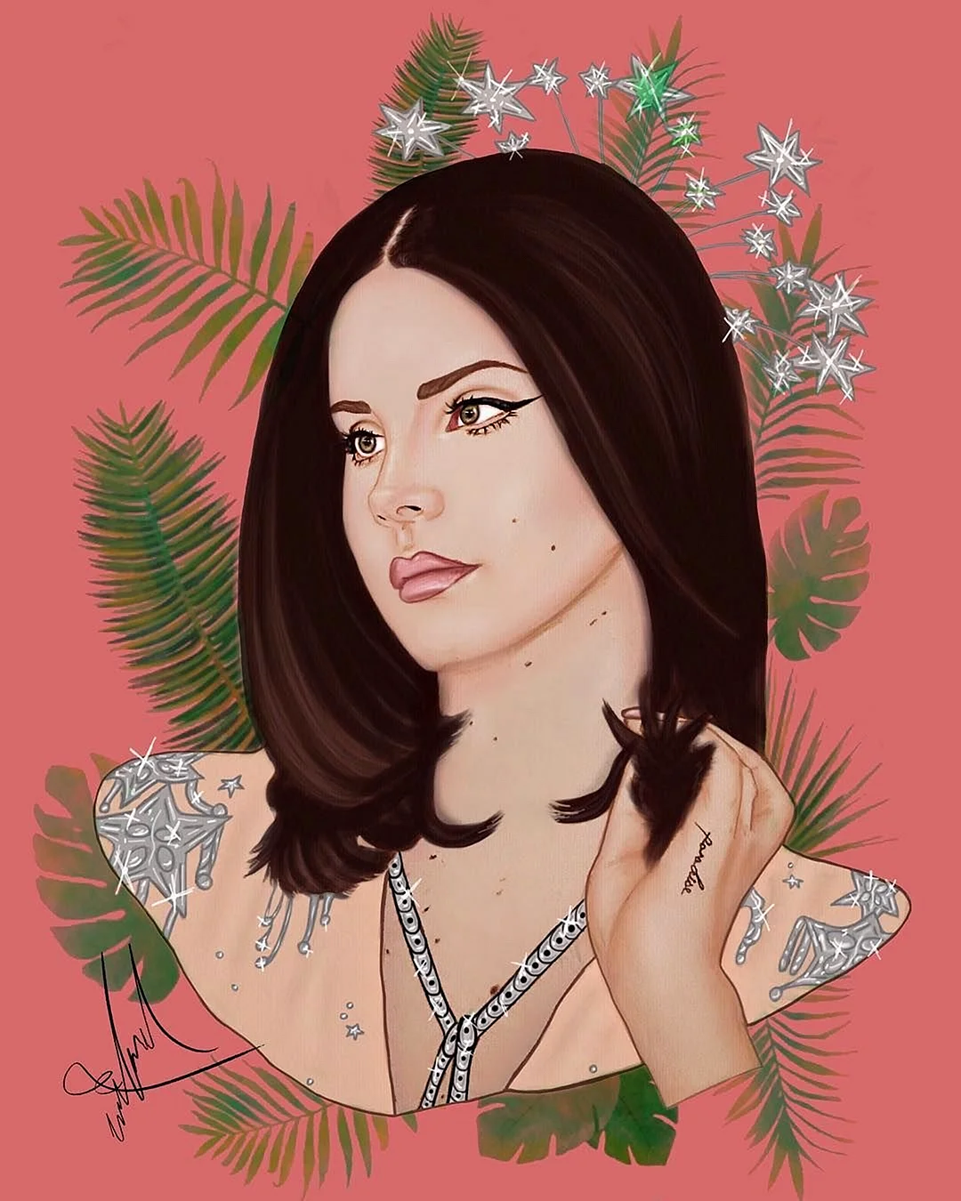 Lana Del Rey Ilustracion Wallpaper For iPhone