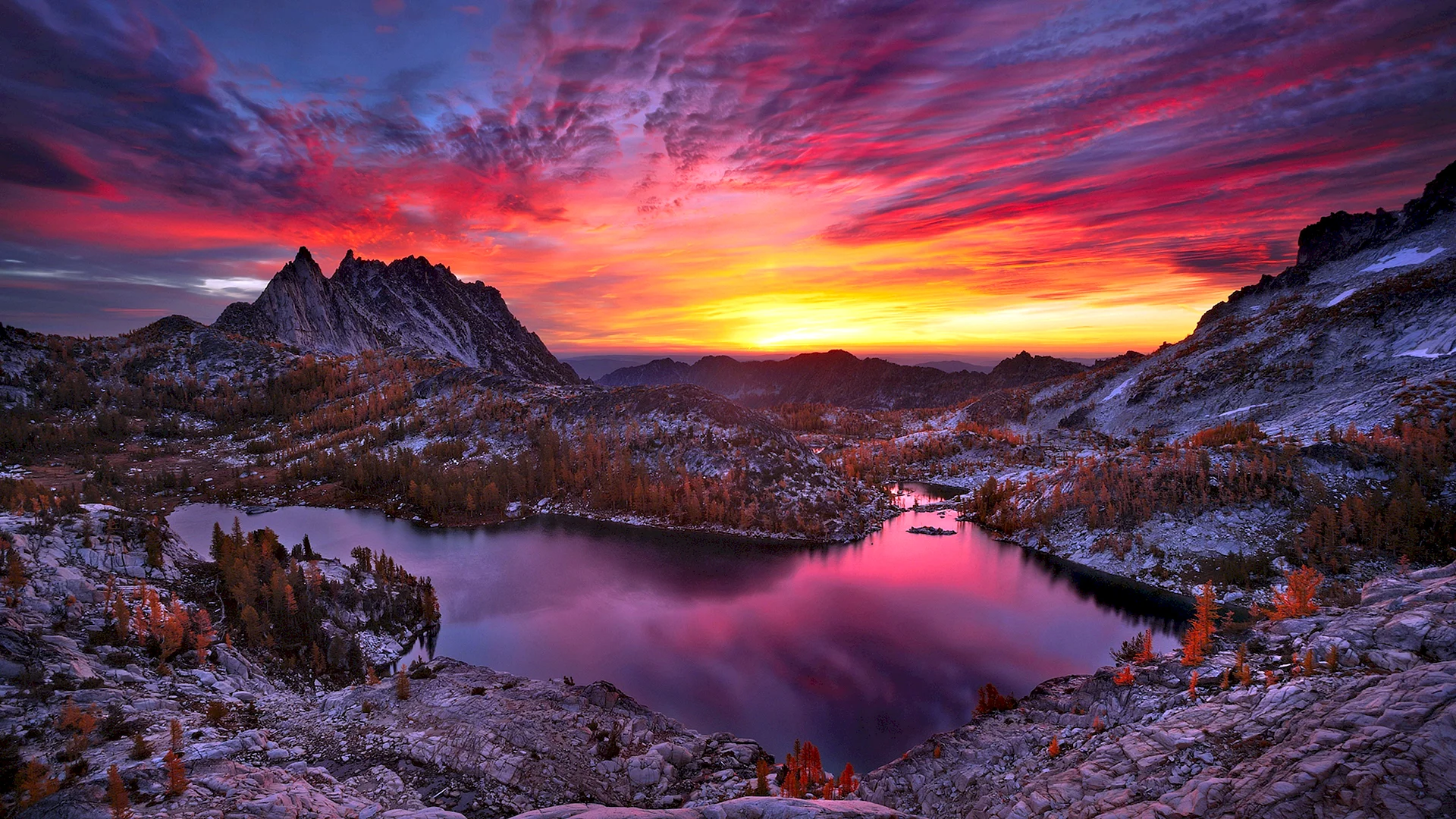 Landscape Mountains Sunset Wallpaper