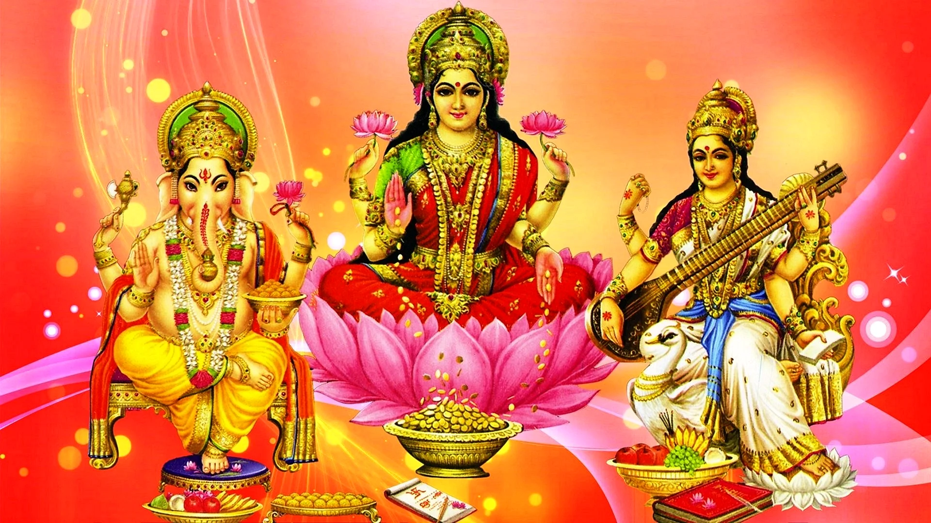 Laxmi Ganesh Saraswati Wallpaper