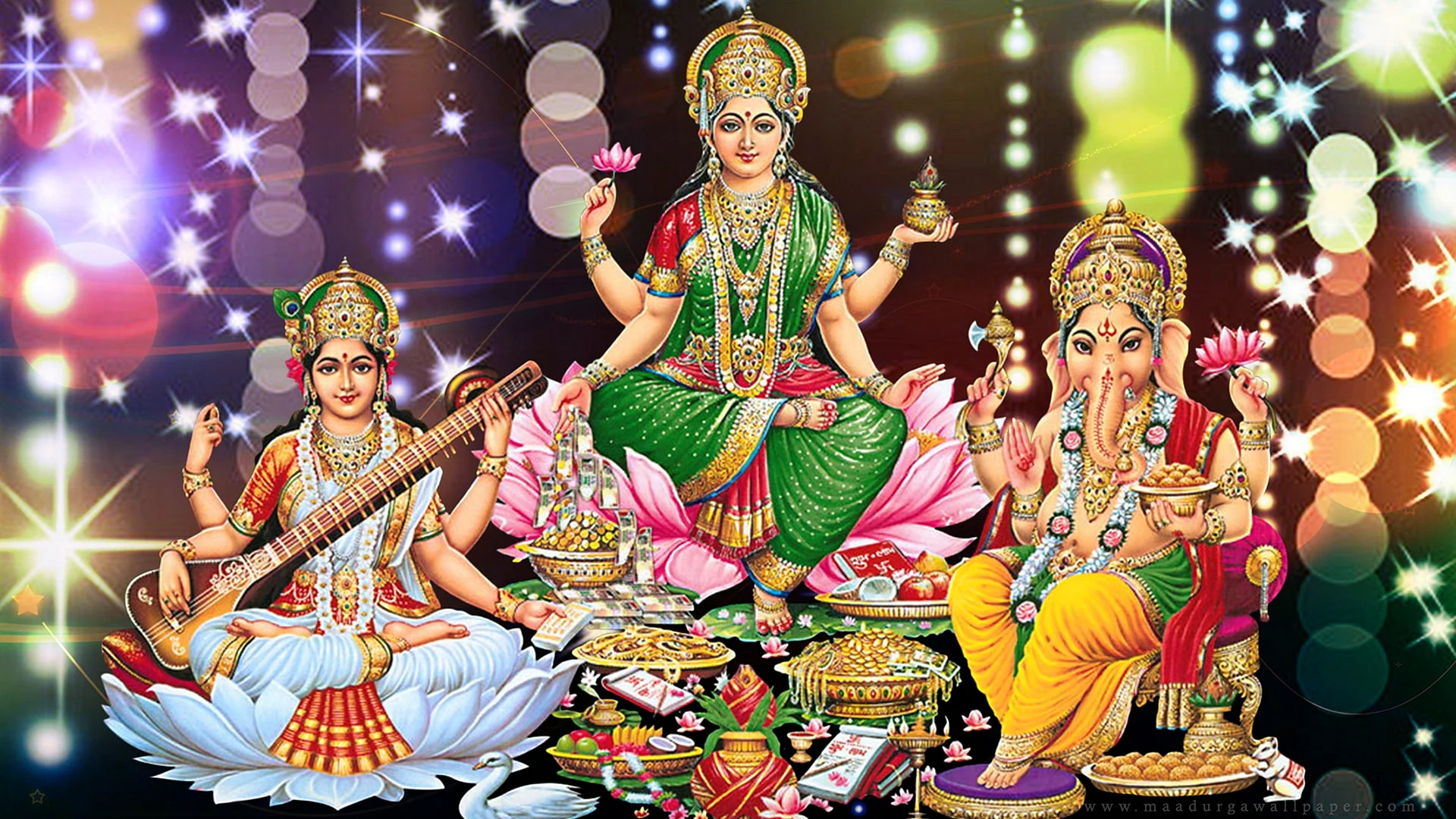 Laxmi Ganesh Saraswati Wallpaper