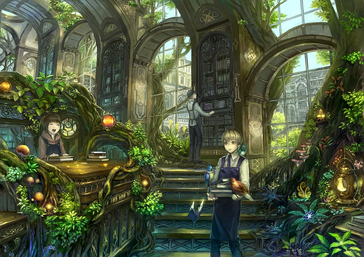 Library Fantasy Art Wallpaper