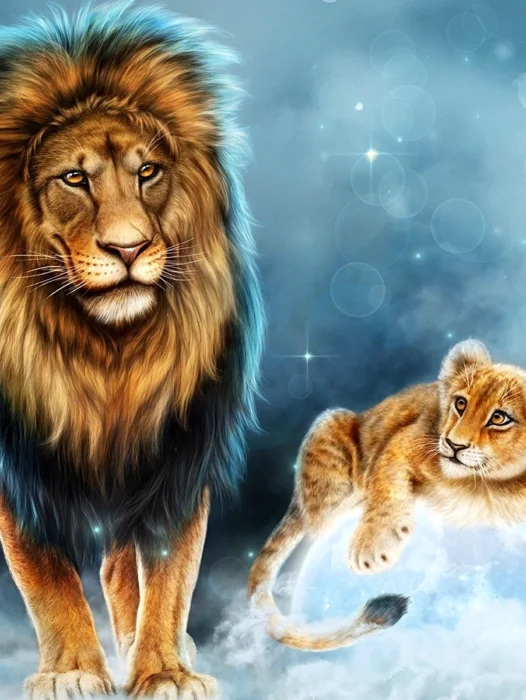 Lion And Son Art Wallpaper