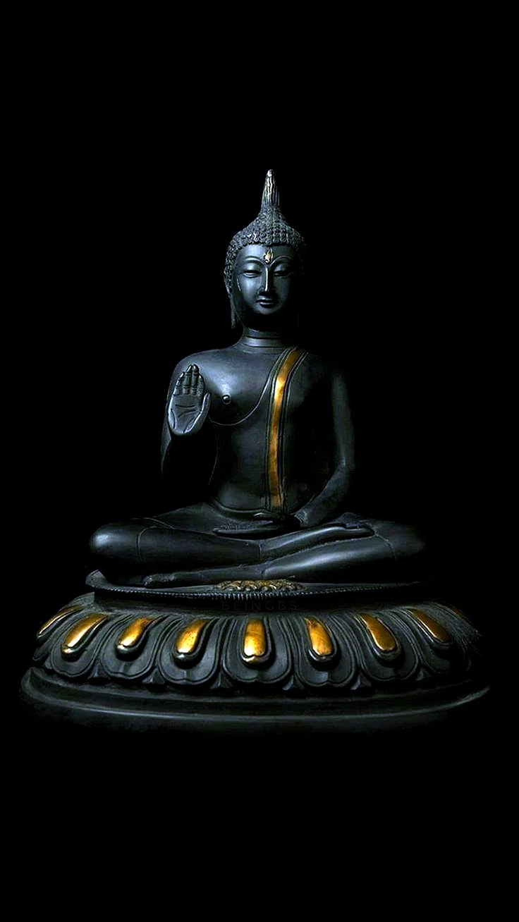 Lord Buddha Black Wallpaper For iPhone
