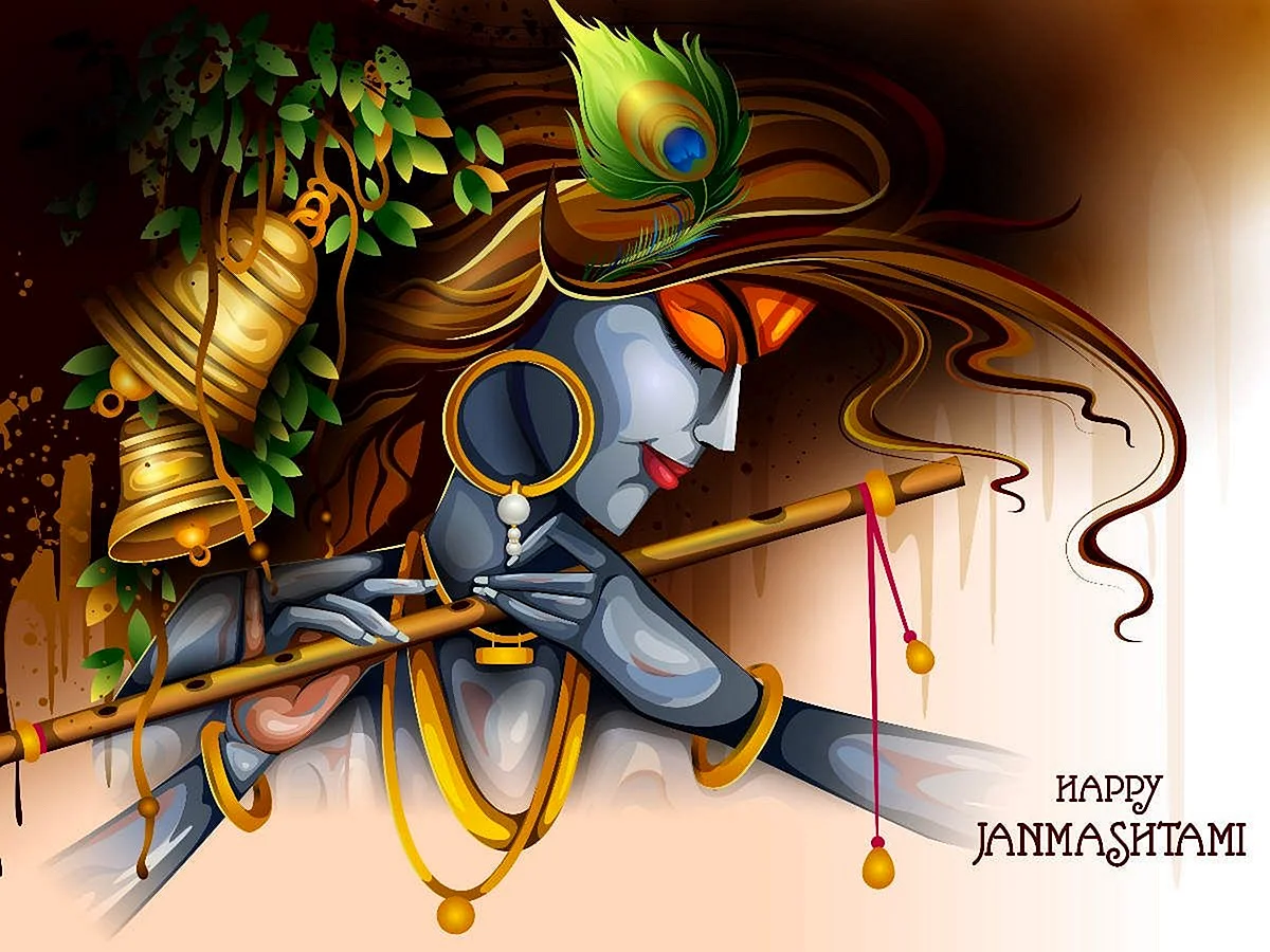 Lord Krishna Illustration Wallpaper