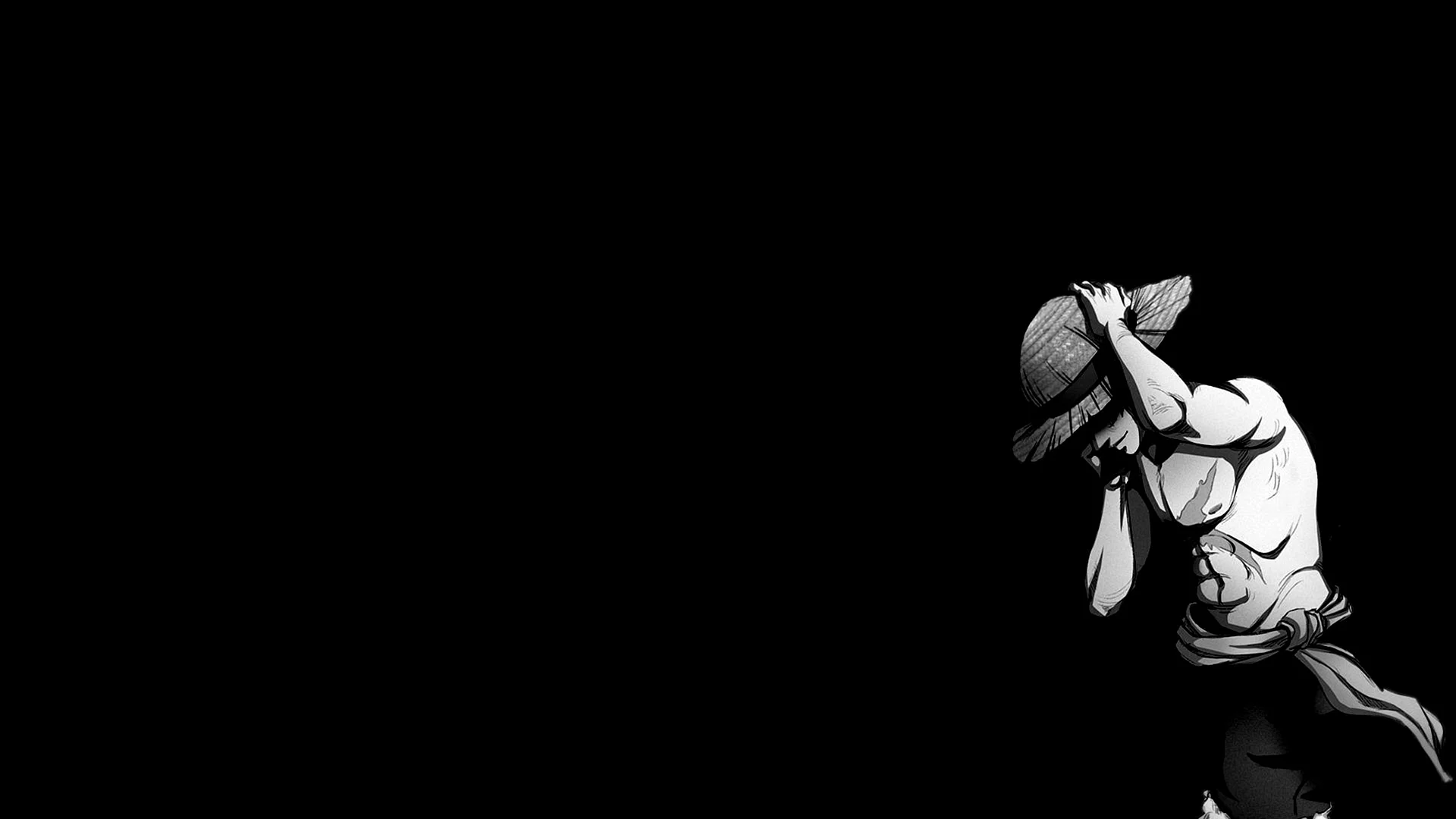 Luffy Black And White Wallpaper