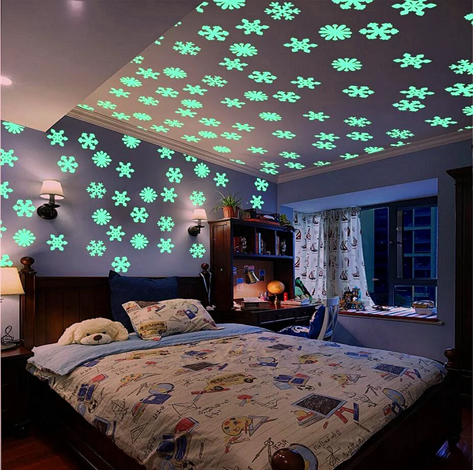 Luminous 3D Stars Glow In The Dark Wall Stickers For Kids Baby Rooms Bedroom Wallpaper