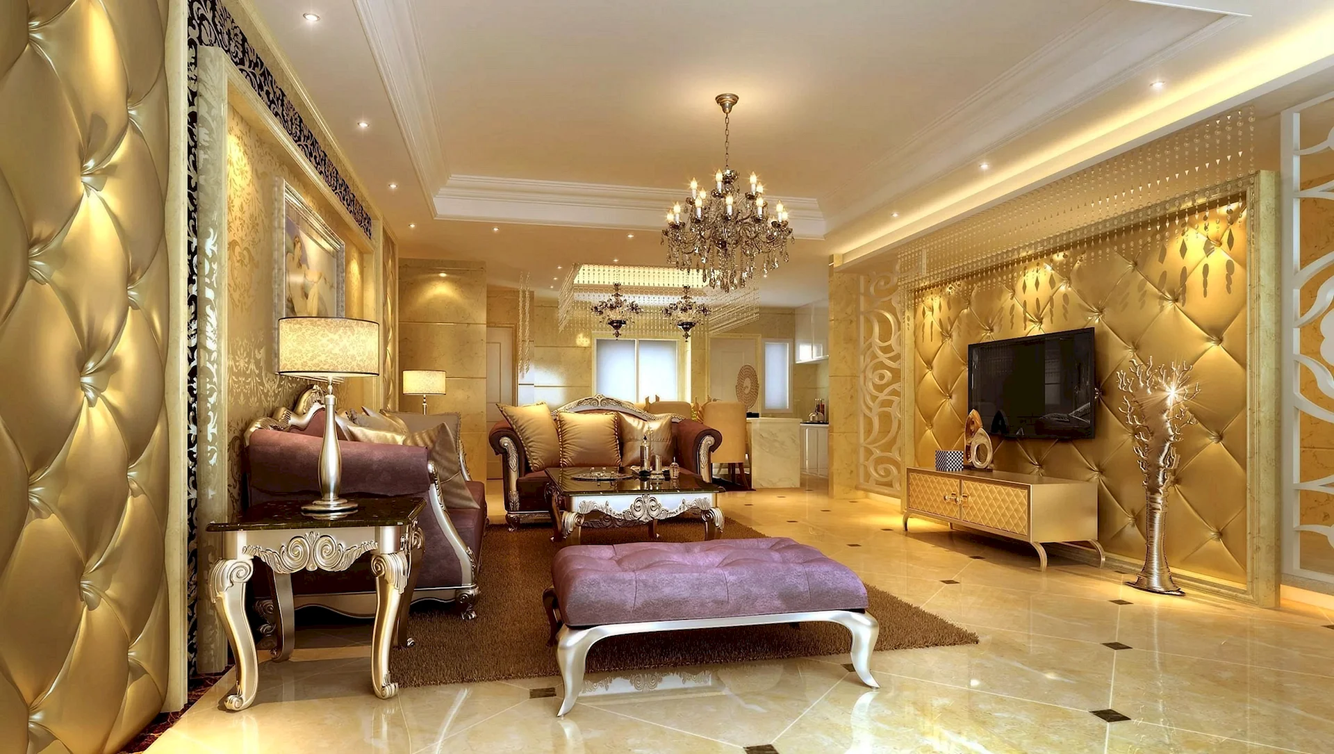 Luxurious Interior Living Room Wallpaper