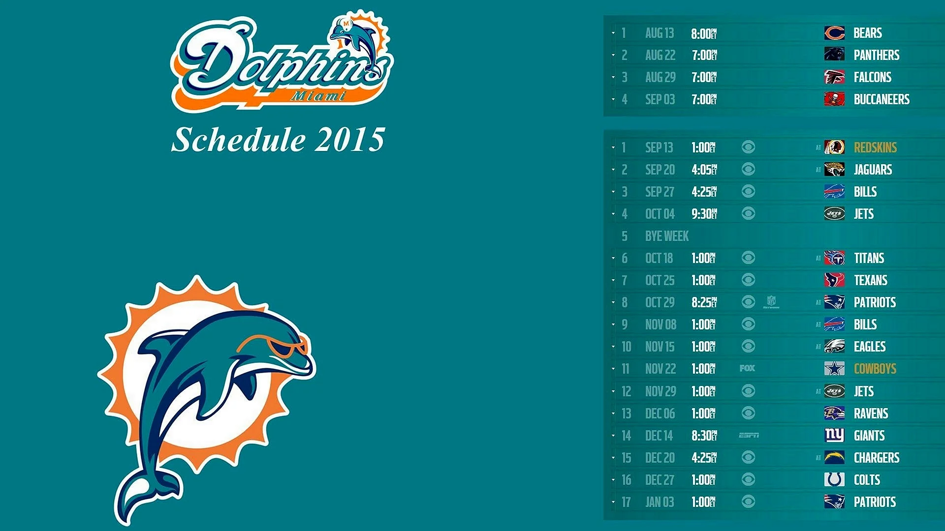 Miami Dolphins Schedule Wallpaper