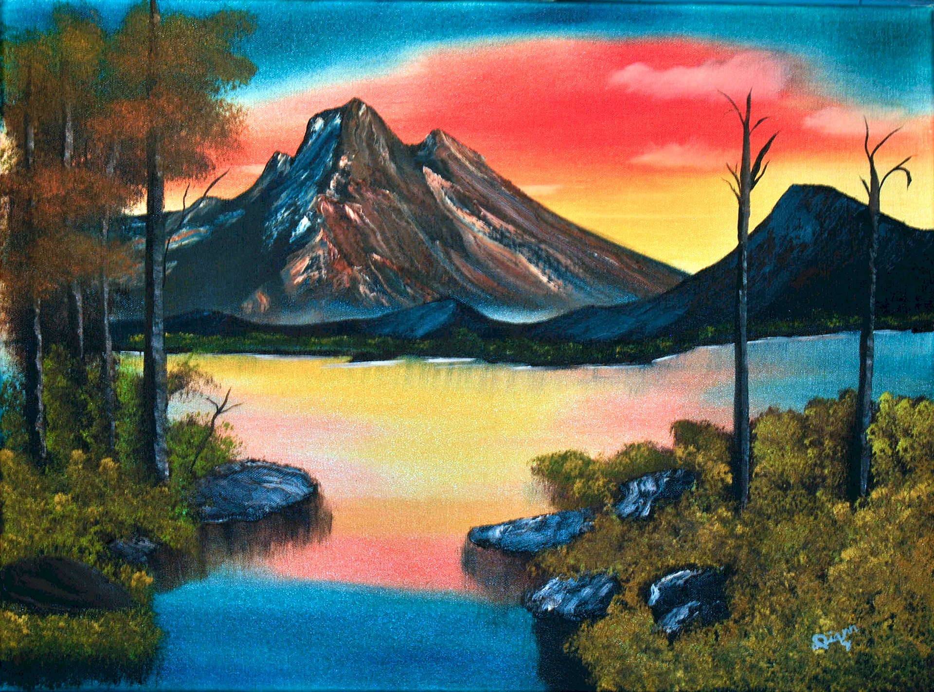 Mountain Acrylic Paintings Wallpaper