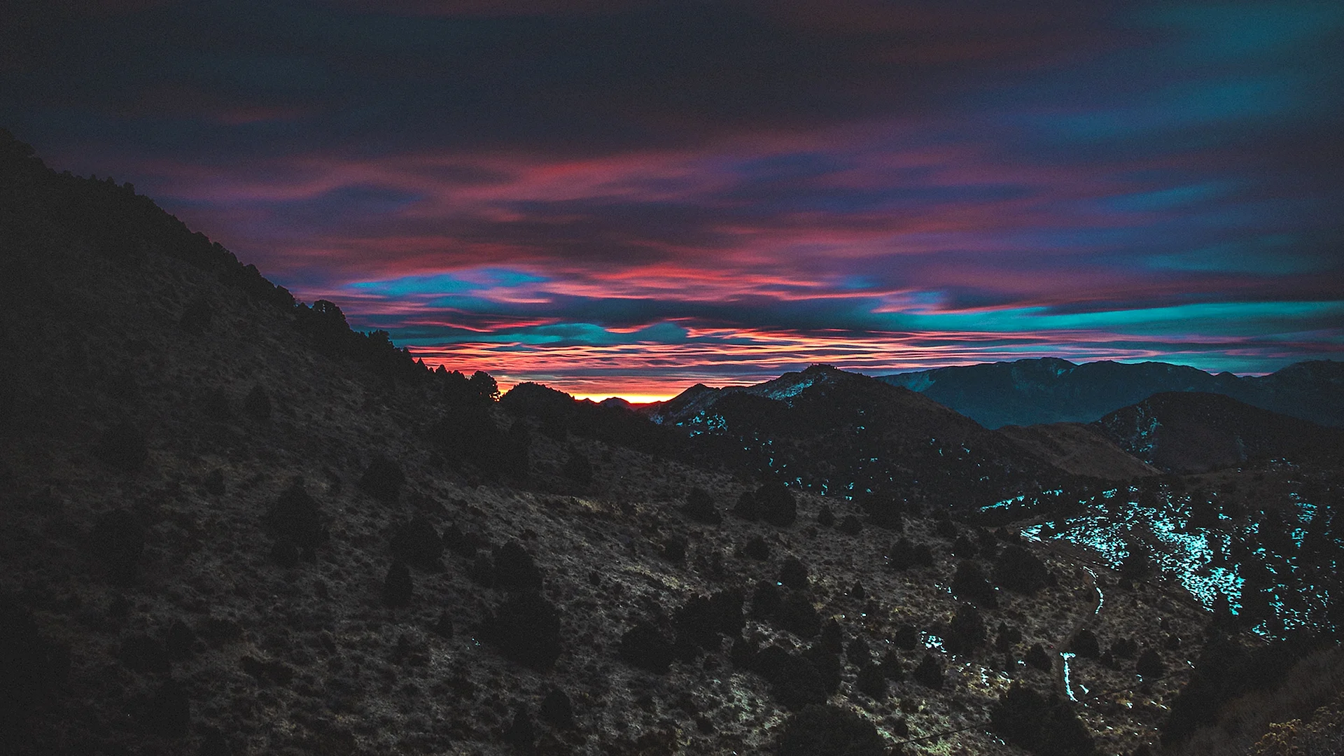 Mountain Sunset Aesthetic Wallpaper