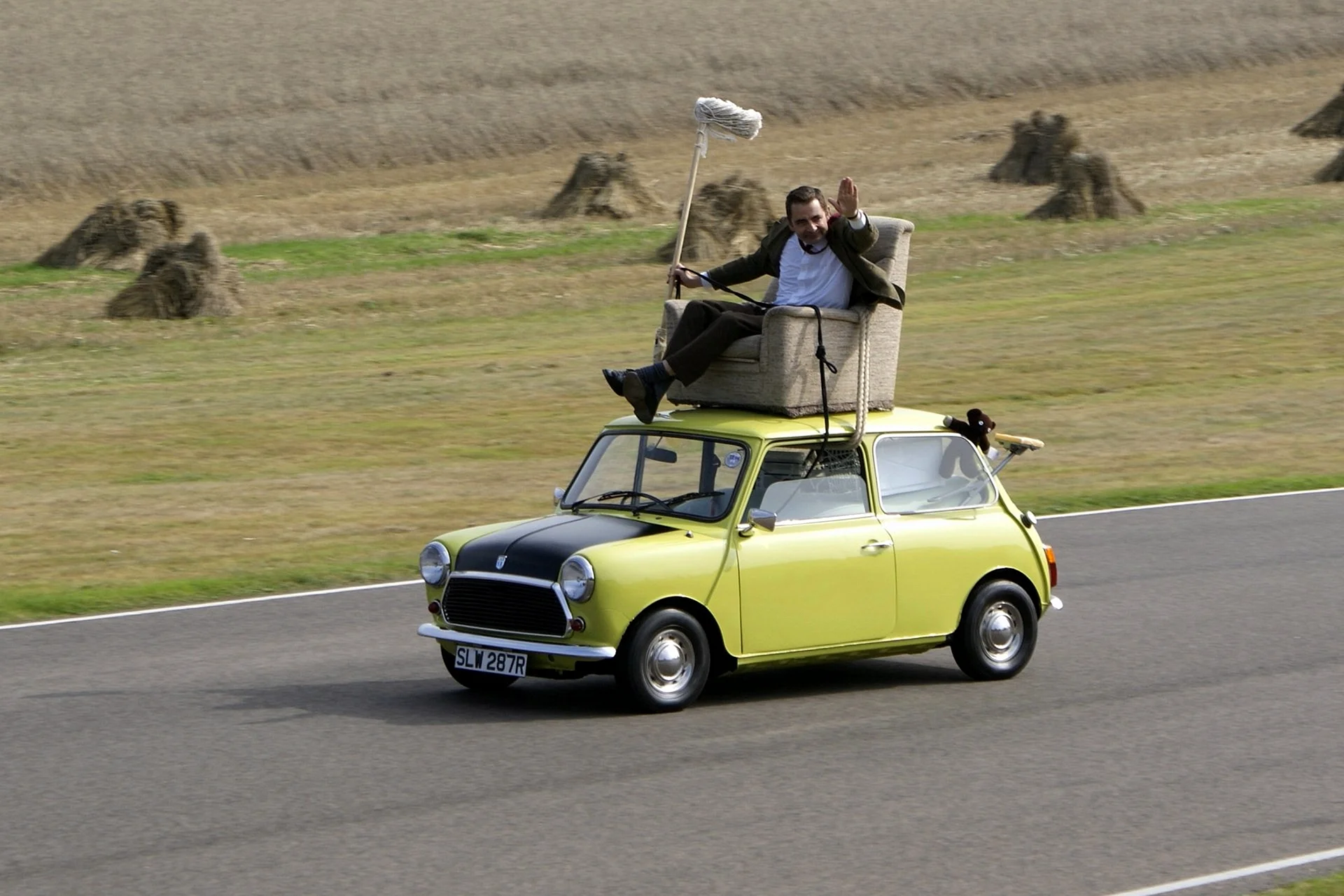 Mr. Bean Mini Cooper Wallpaper