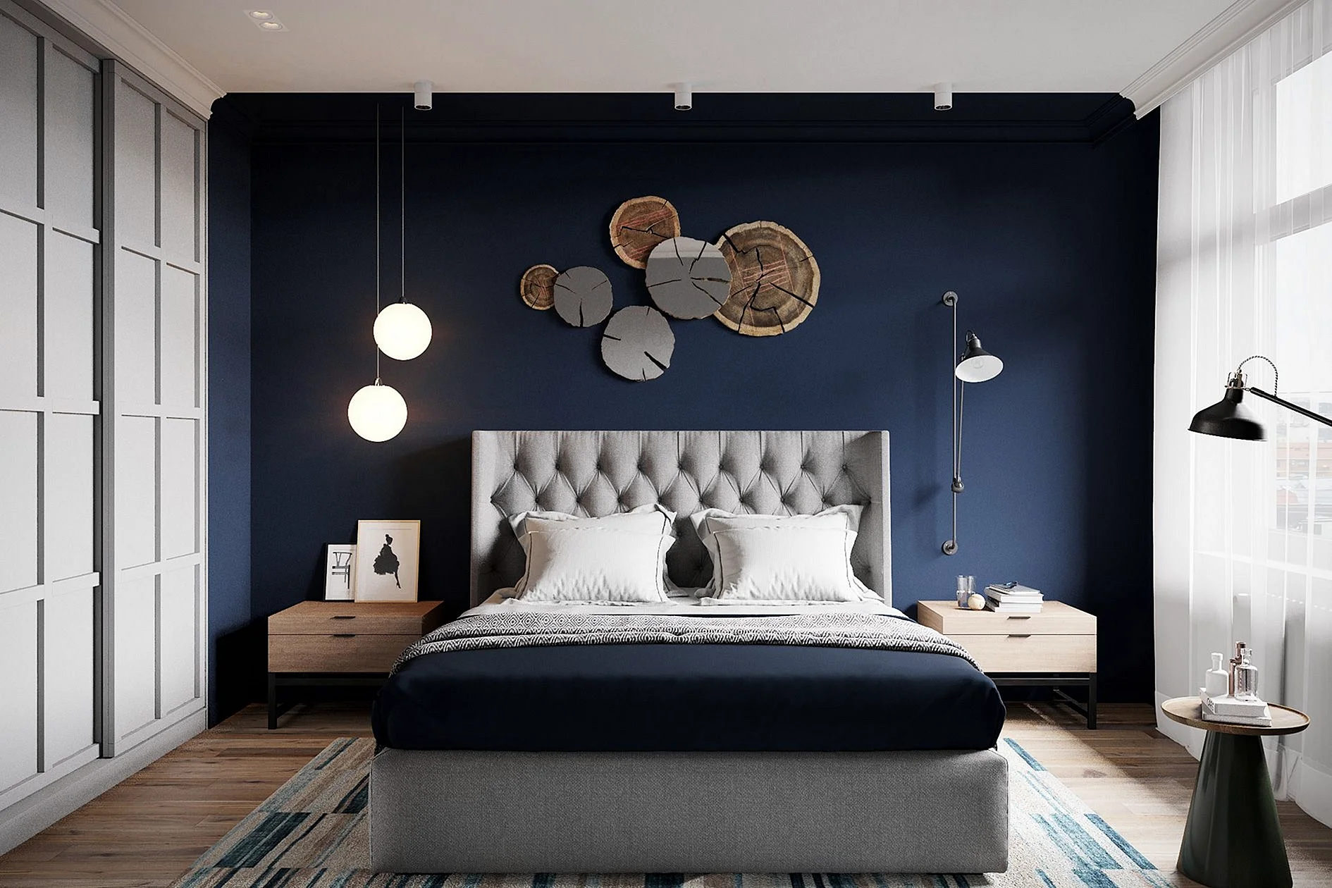 Navy Blue Bedroom Wallpaper