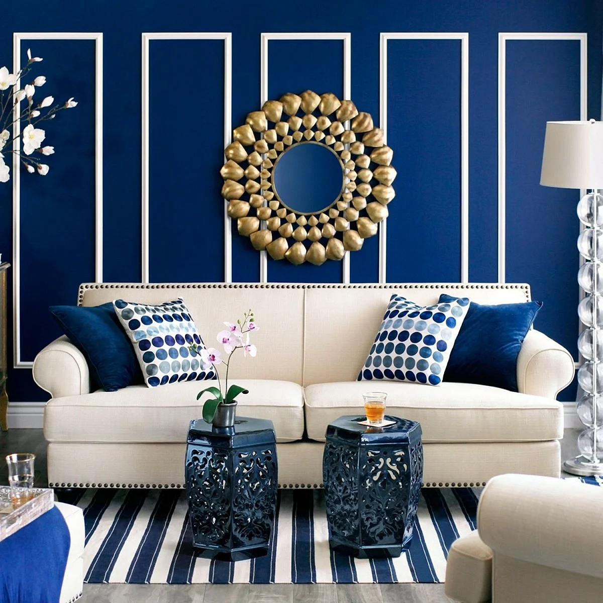 Navy Blue & White Interior Wallpaper