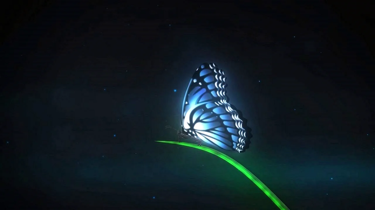 Neon Blue Butterfly Wallpaper