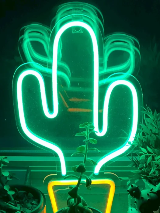 Neon Cactus Wallpaper
